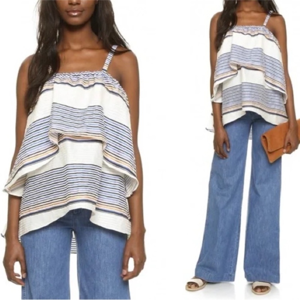 Tanya Taylor Lone Top in Sunset Stripe - Picture 2 of 10